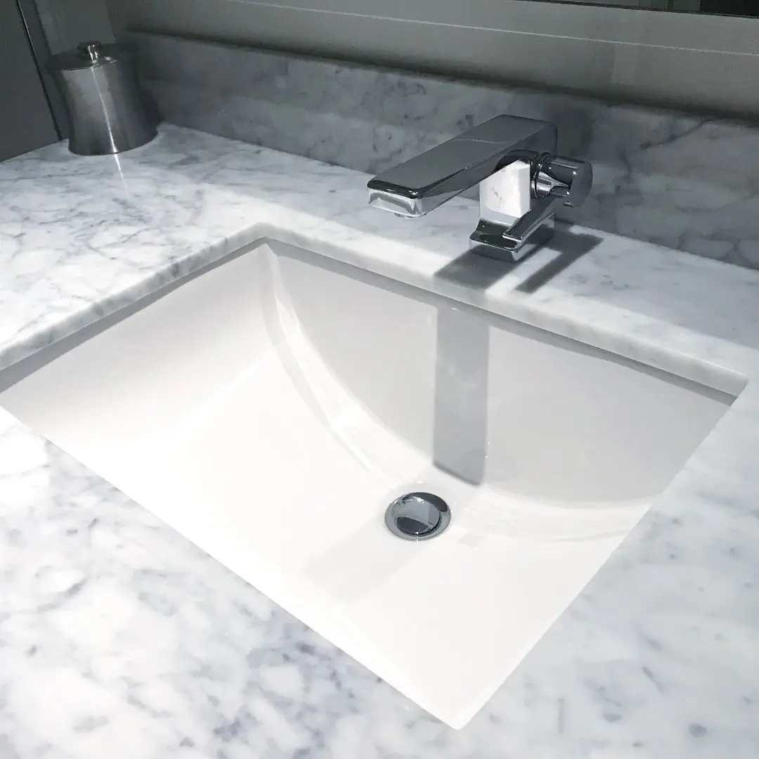 Bathroom counter wrapped in Dubai Marina
