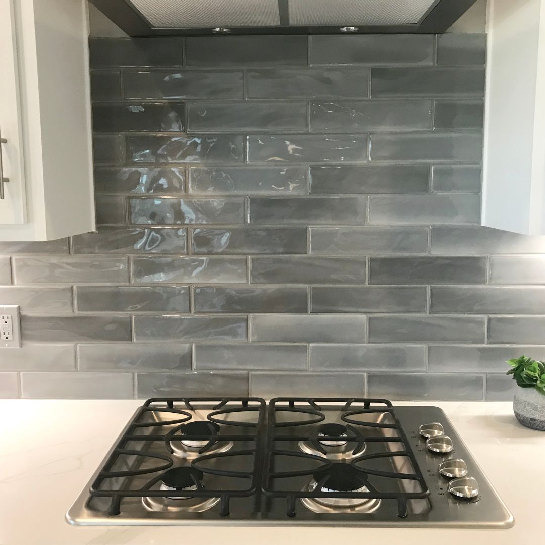 kitchen backsplash vinyl wrapped in grey tile finish