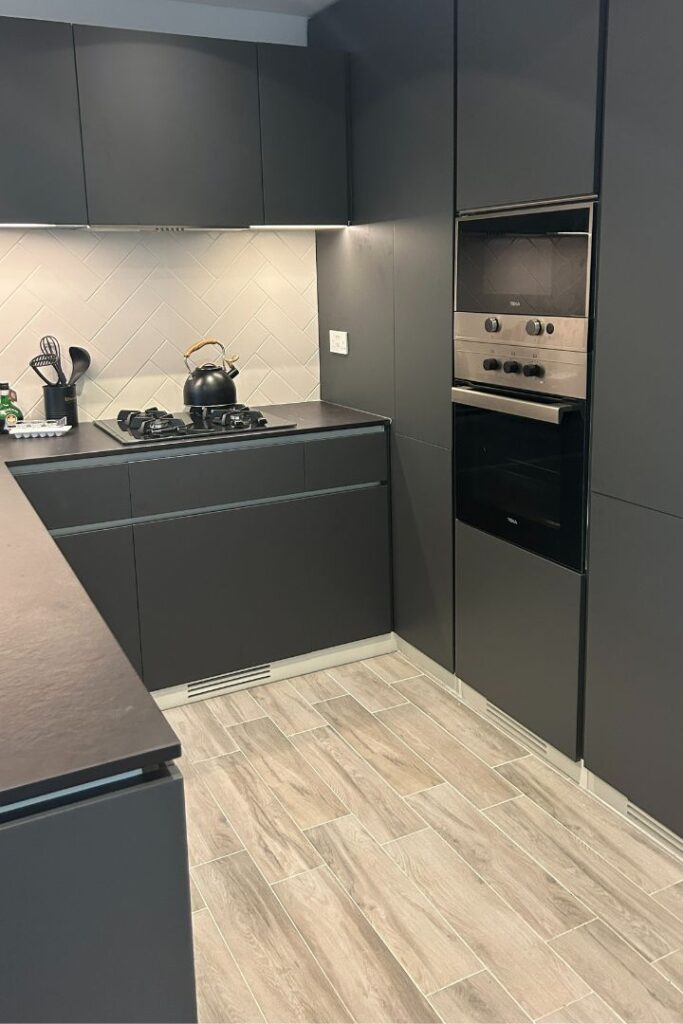 Kitchen wrapping Dubai after matte grey wrap