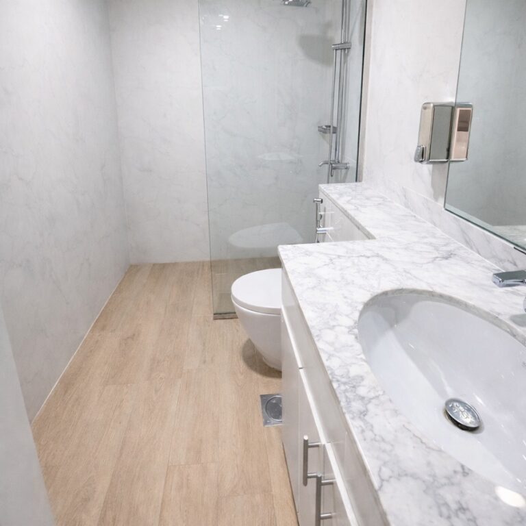 Nova Wrap Full bathroom wrap wall tiles floor cabinets counter