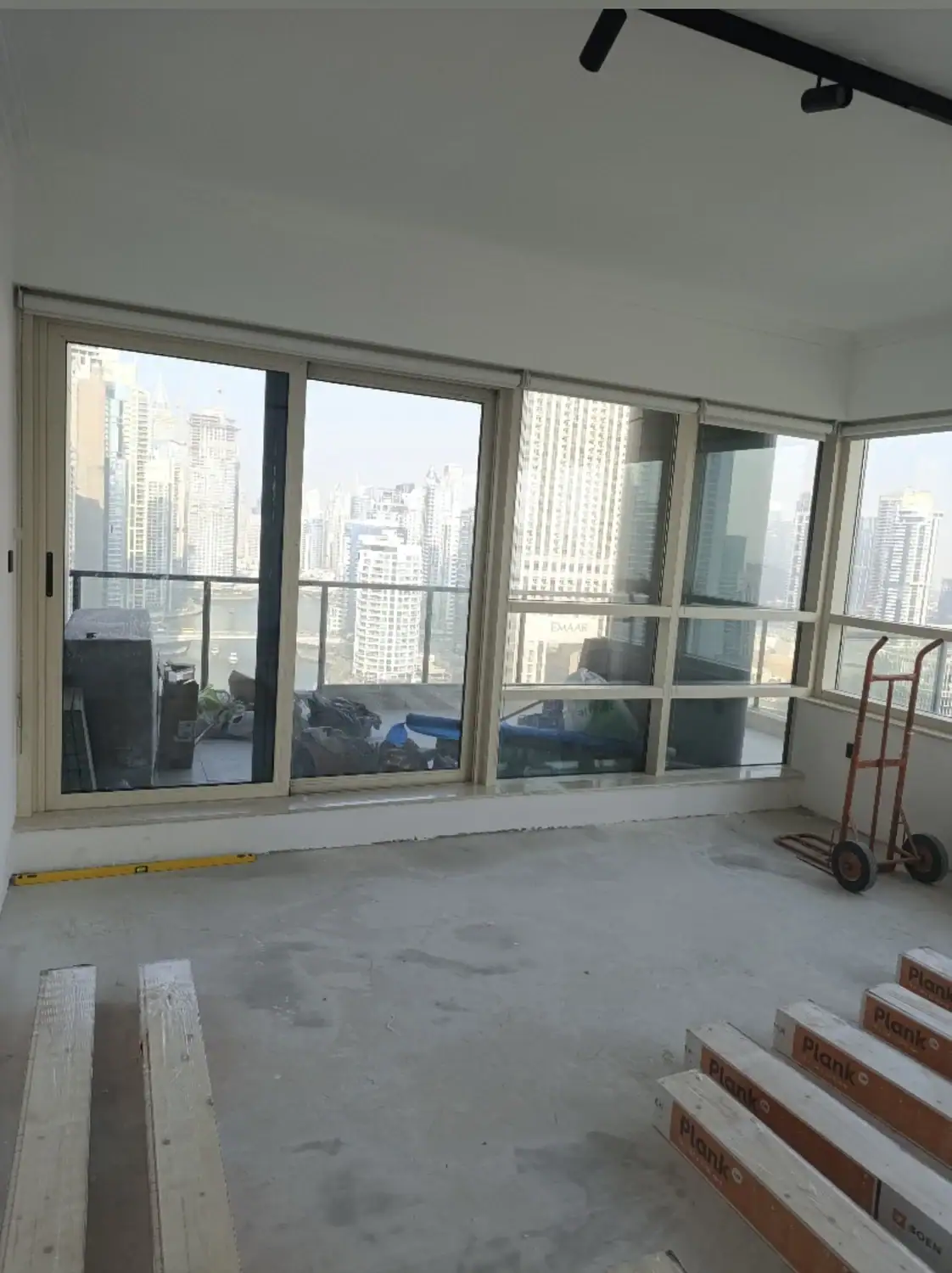 Window frames before vinyl wrapping, Marina Quays, Dubai Marina